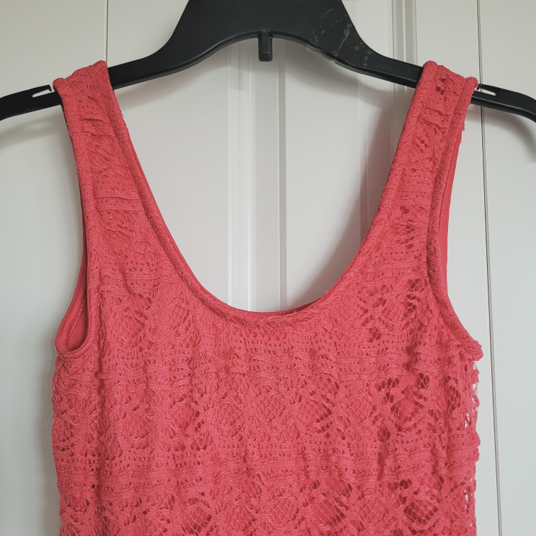 Coral Lace Mini Dress, Size S - photo 2