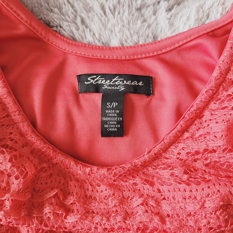 Coral Lace Mini Dress, Size S - photo 3
