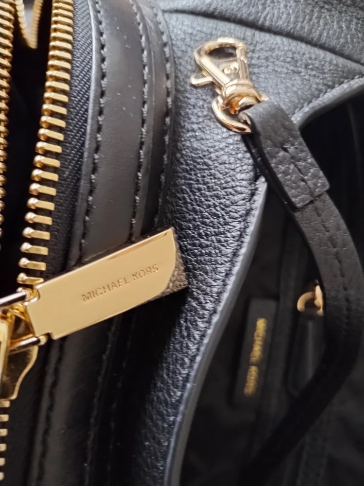 Authentic Michael Kors Black Leather Hobo Bag image indicator(9)