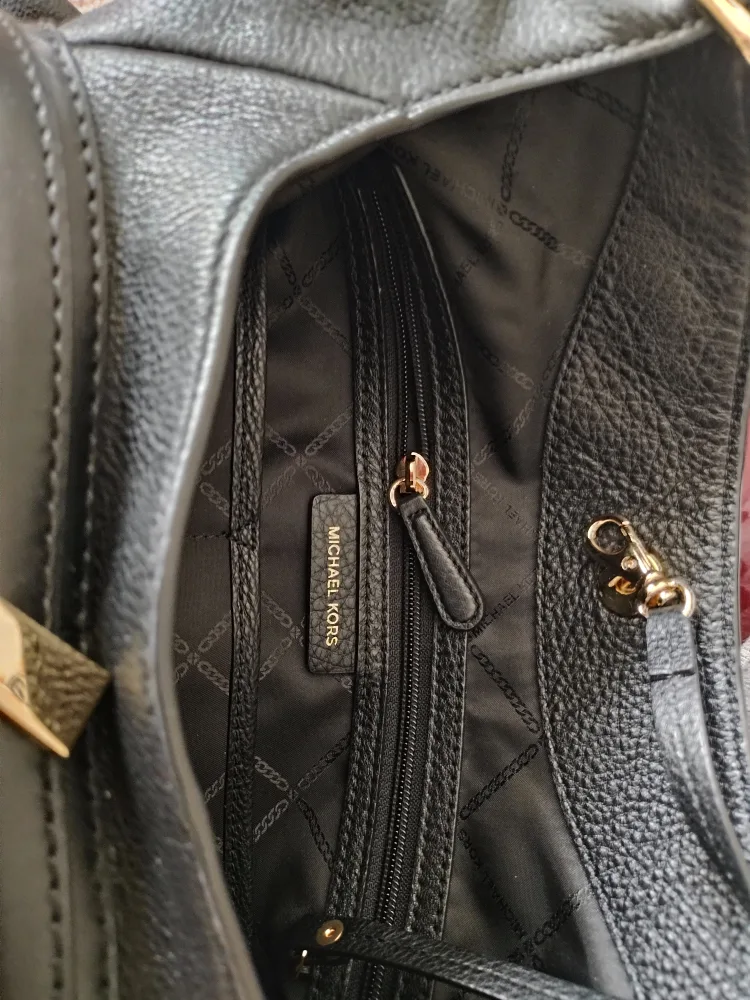 Authentic Michael Kors Black Leather Hobo Bag image indicator(10)