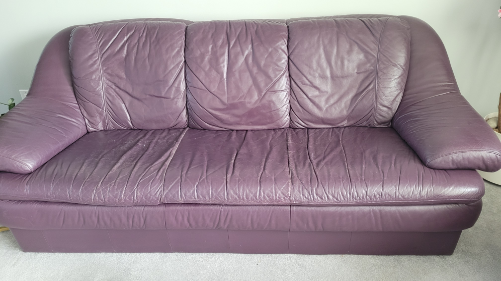 Purple Leather Sofa and Loveseat Set - photo 5