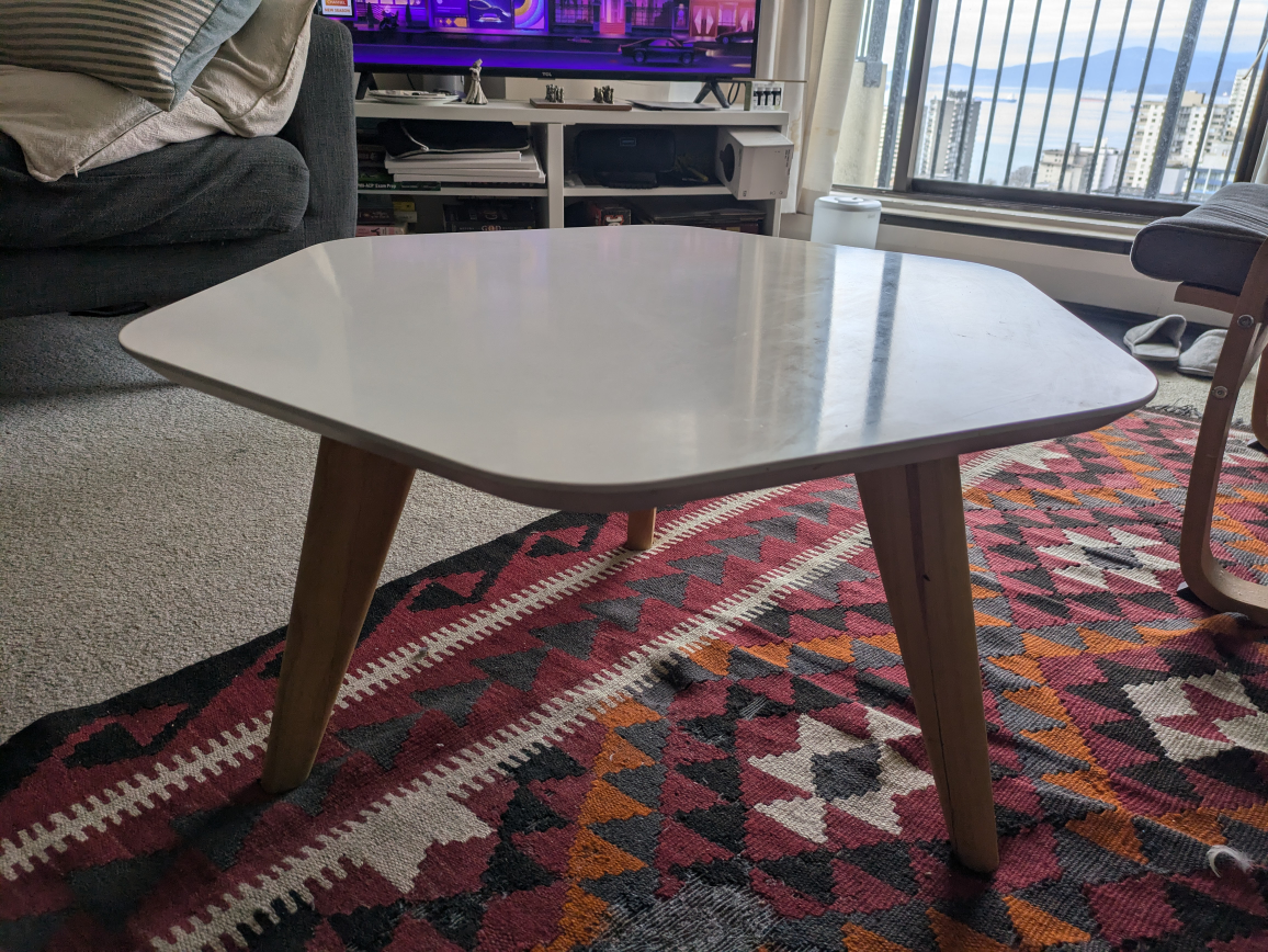 Structube Elton White and Wood Hexagon Coffee Table - photo 4