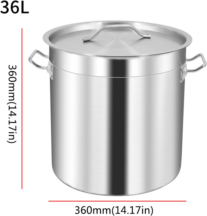 36L Stainless Steel Stock Pot with Lid - Commercial Grade - photo 2