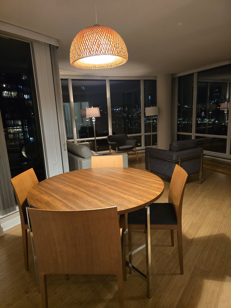 Round Wood Dining Table with Four Chairs