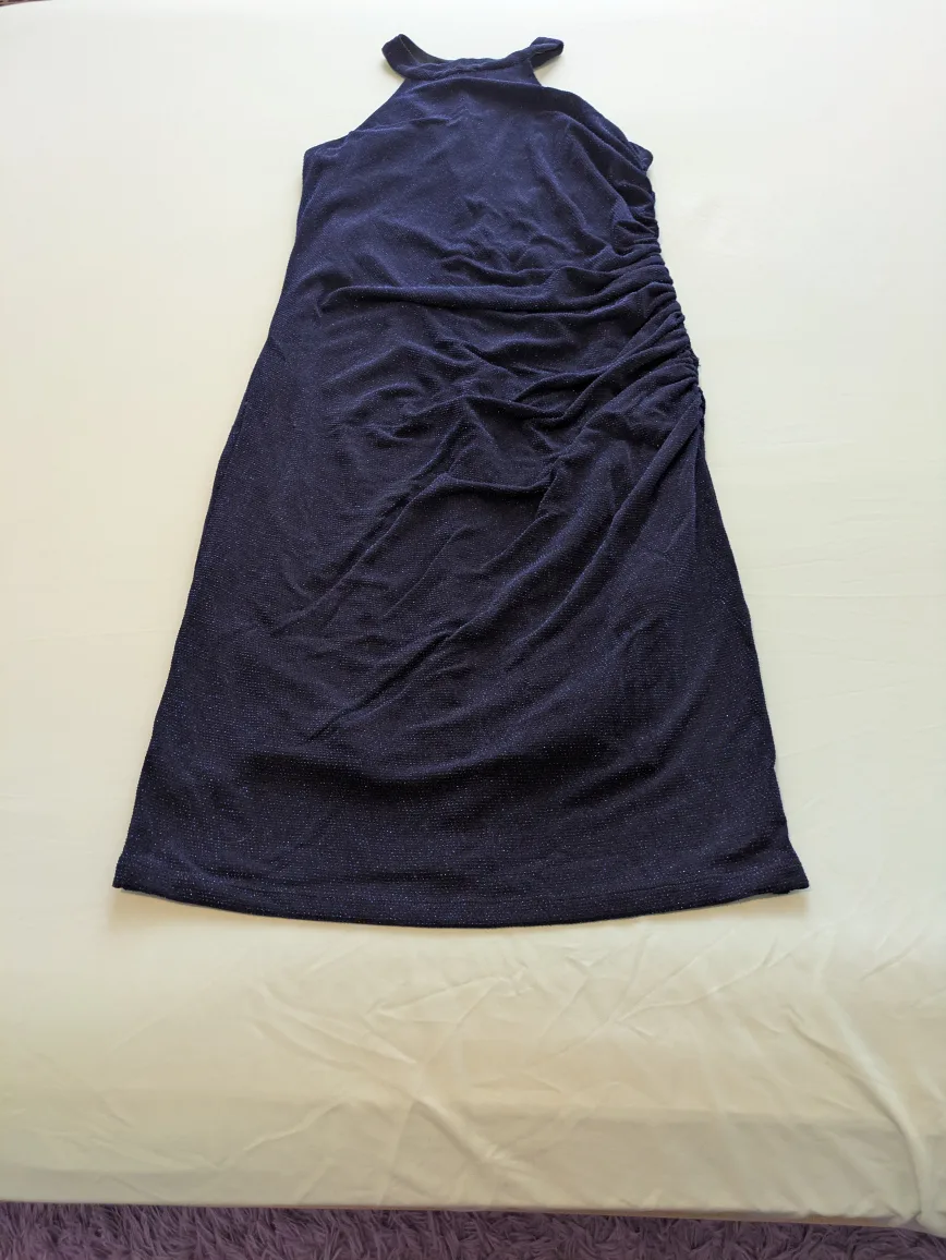 Le Chateau Navy Blue Glitter Halter Maxi Dress - Size 1X image indicator(3)
