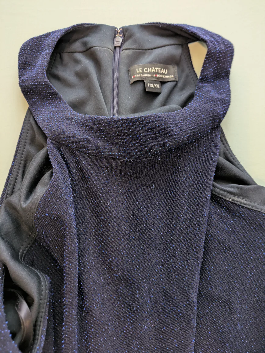 Le Chateau Navy Blue Glitter Halter Maxi Dress - Size 1X image indicator(2)