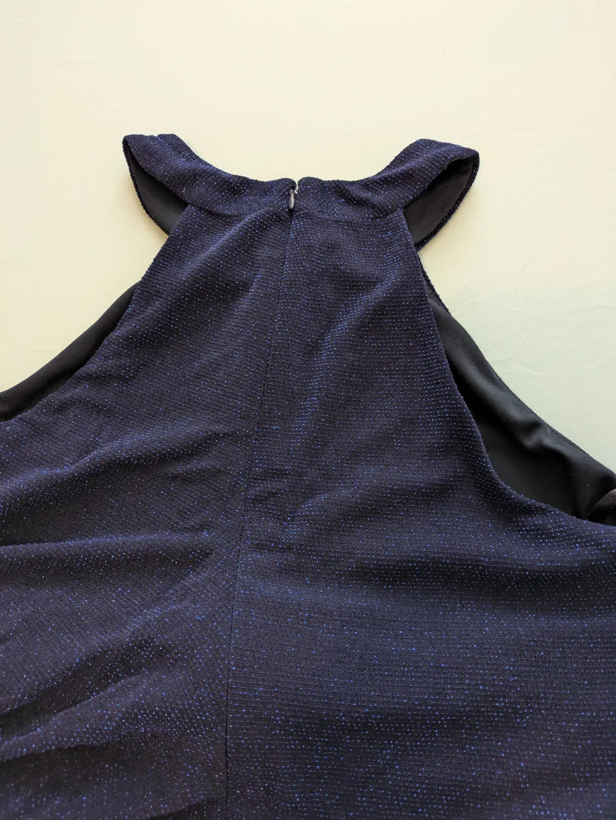 Le Chateau Navy Blue Glitter Halter Maxi Dress - Size 1X image indicator(4)