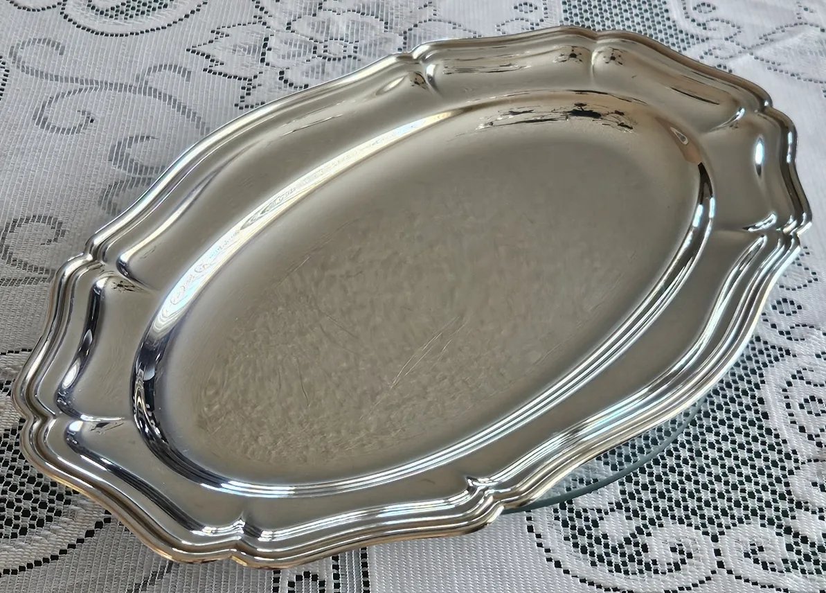 Vintage Guy Degrenne Silver Plated Oval Serving Tray image indicator(9)