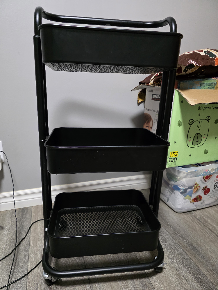 Black 3-Tier Rolling Cart