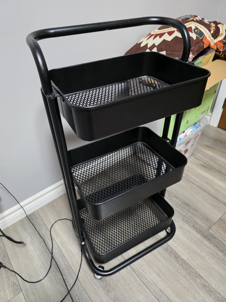 Black 3-Tier Rolling Cart - photo 2