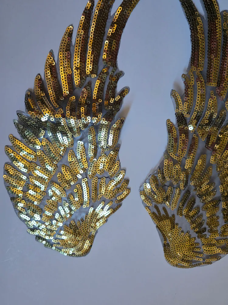 Gold Sequined Angel Wings Patches image indicator(2)