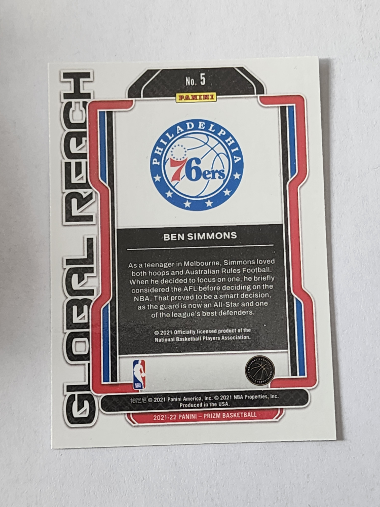 2021-22 Panini Prizm Global Reach Simmons #5 Basketball Card 🏈 - photo 2