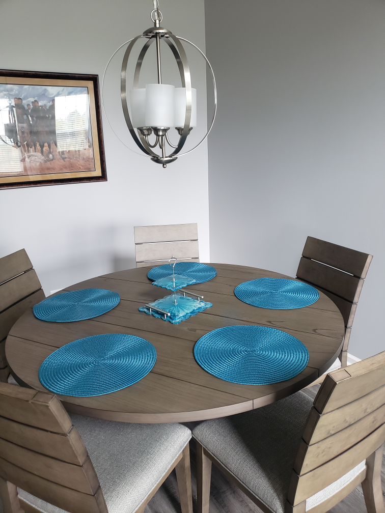 54 inch Round Wood Dining Table with Six Chairs - photo 3