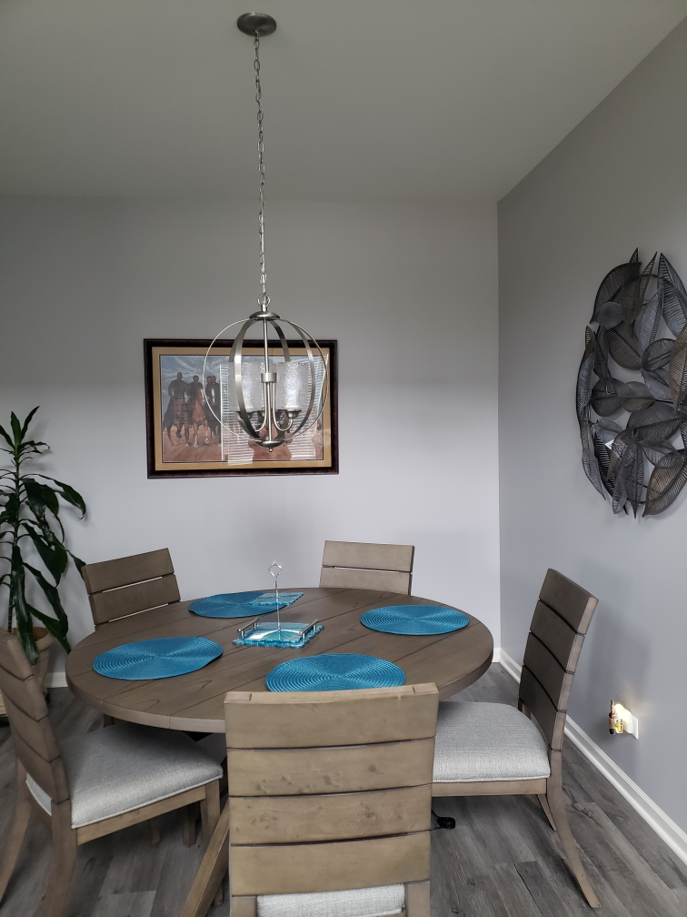 54 inch Round Wood Dining Table with Six Chairs - photo 5