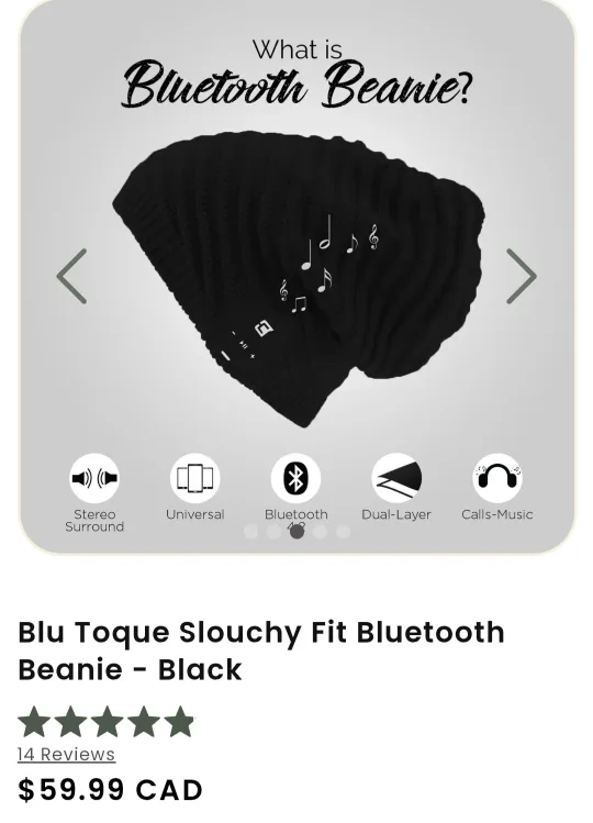 Brand New Black Bluetooth Beanie image indicator(3)