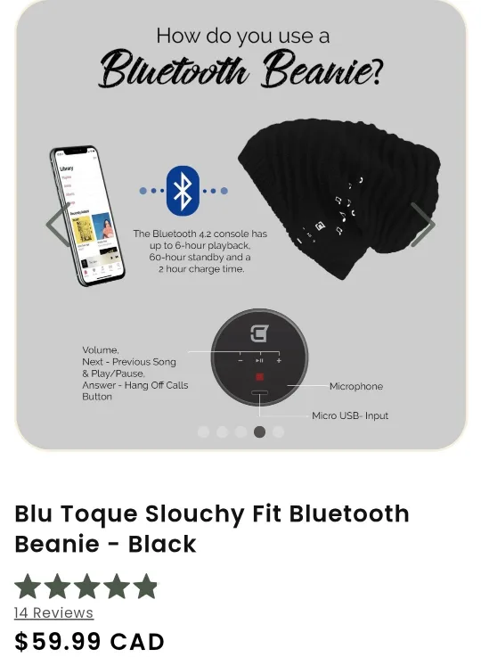 Brand New Black Bluetooth Beanie image indicator(4)