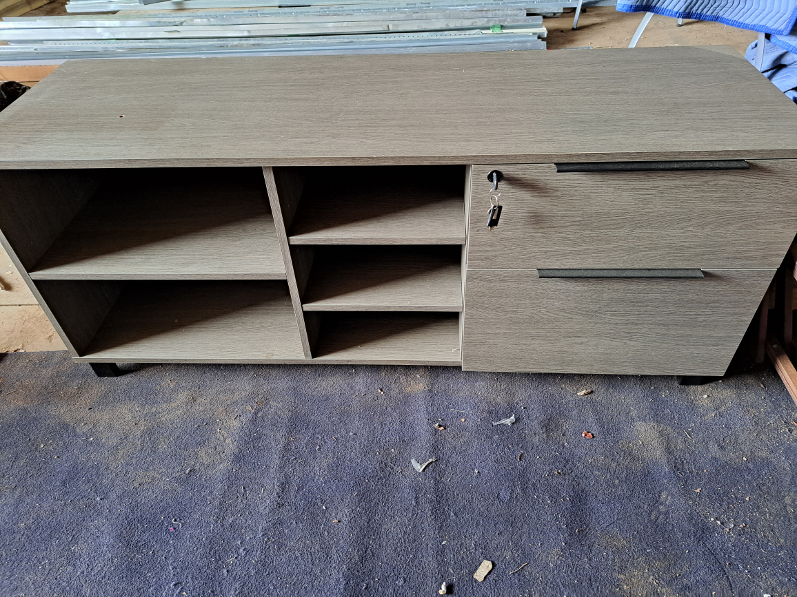 Grey Lateral Filing Cabinet with Shelving