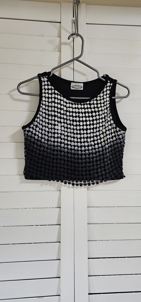 Unique Black and White Crochet Crop Top