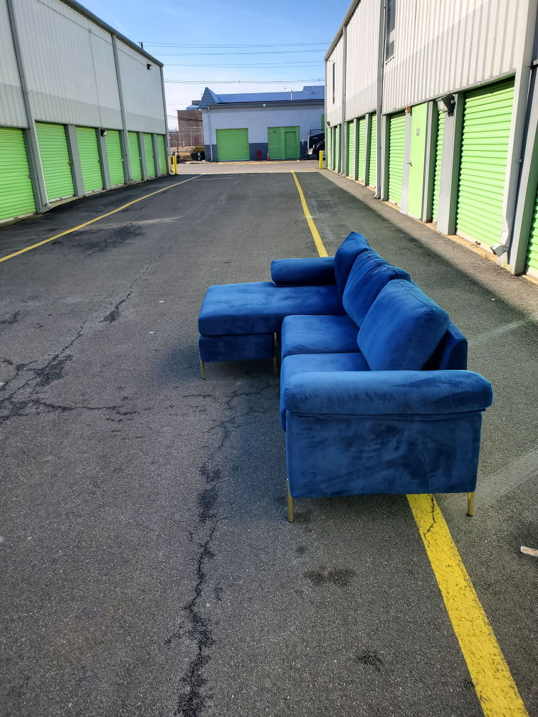 Blue Velvet Sectional Sofa (DELIVERY AVAILABLE) - photo 5