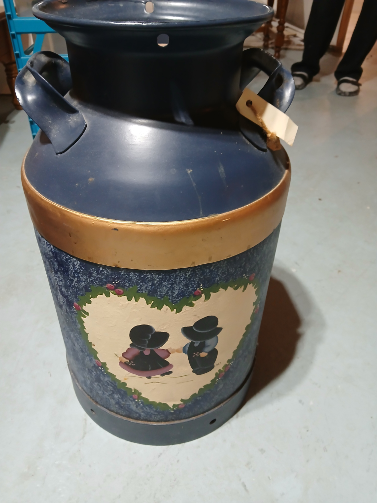 Vintage Hand-Painted Milk Can Planter