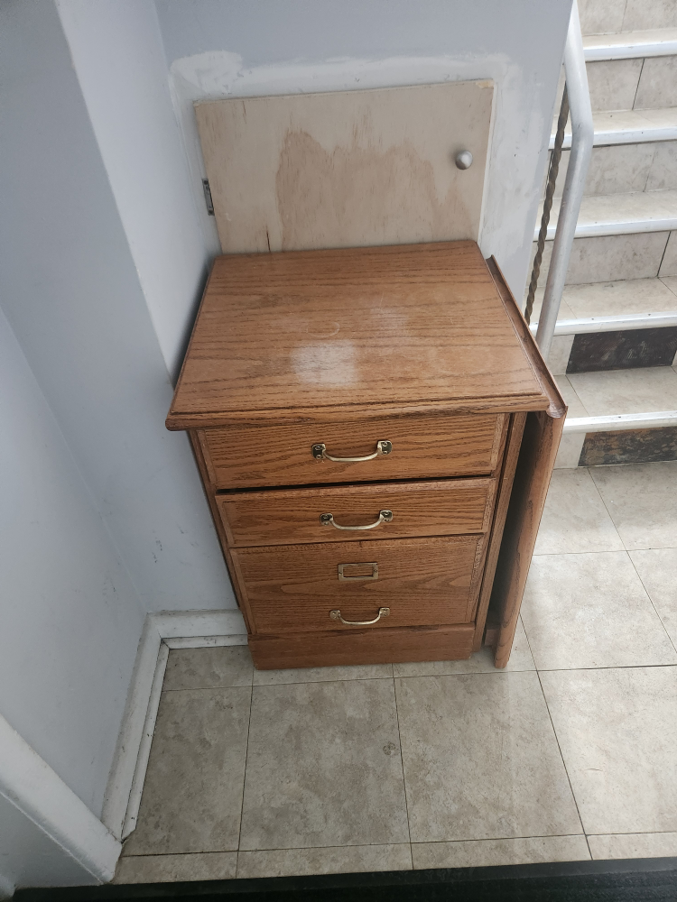 Oak Drop-Leaf Desk with Three Drawers