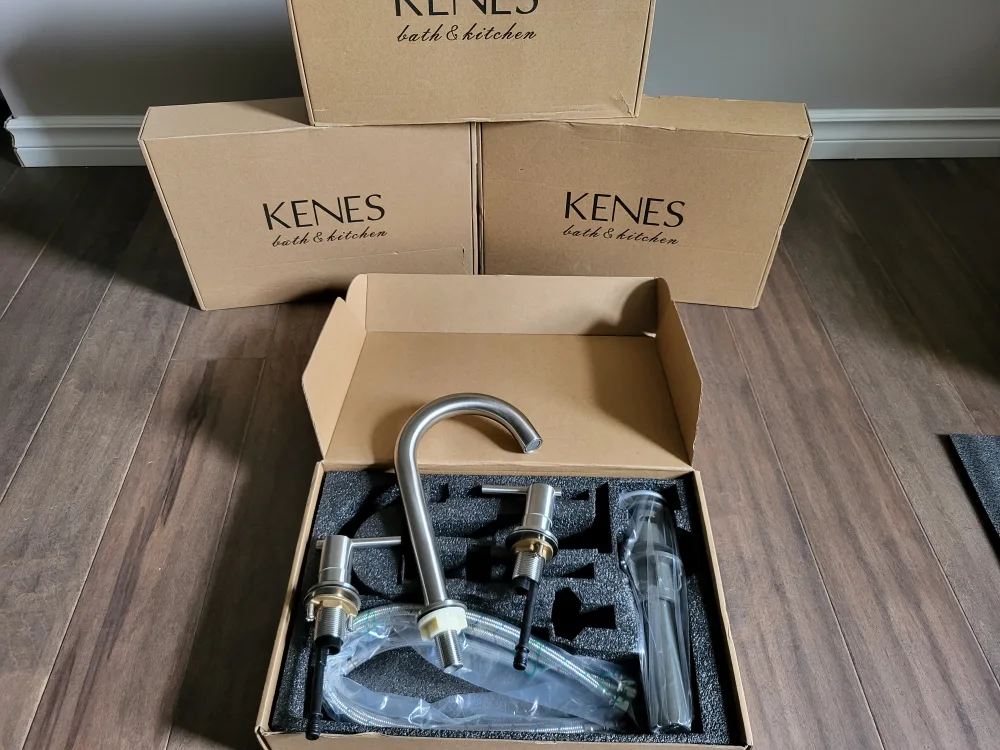 KENES Brushed Nickel 3-Hole Bathroom Faucet image indicator(3)