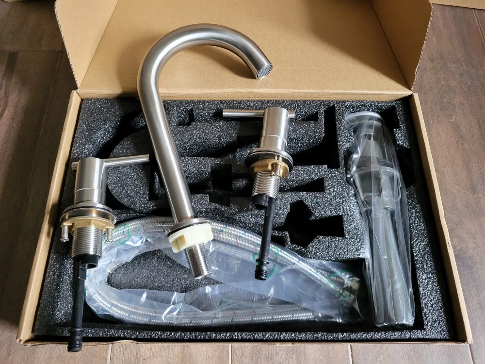 KENES Brushed Nickel 3-Hole Bathroom Faucet image indicator(6)