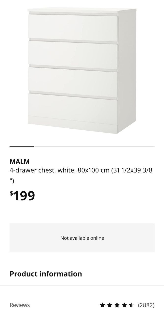 MALM 4-Drawer Chest - White
