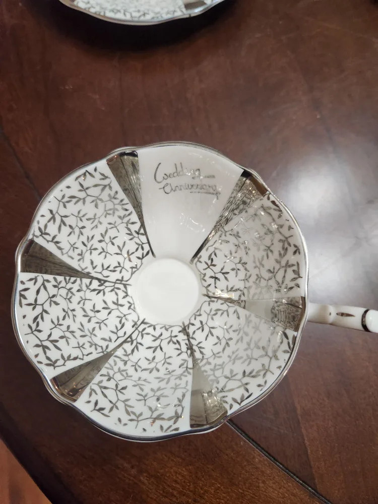 Vintage Queen Anne Silver Lace Teacup and Saucer image indicator(3)