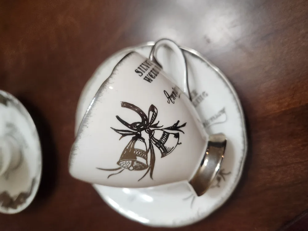 Vintage Queen Anne Silver Lace Teacup and Saucer image indicator(10)