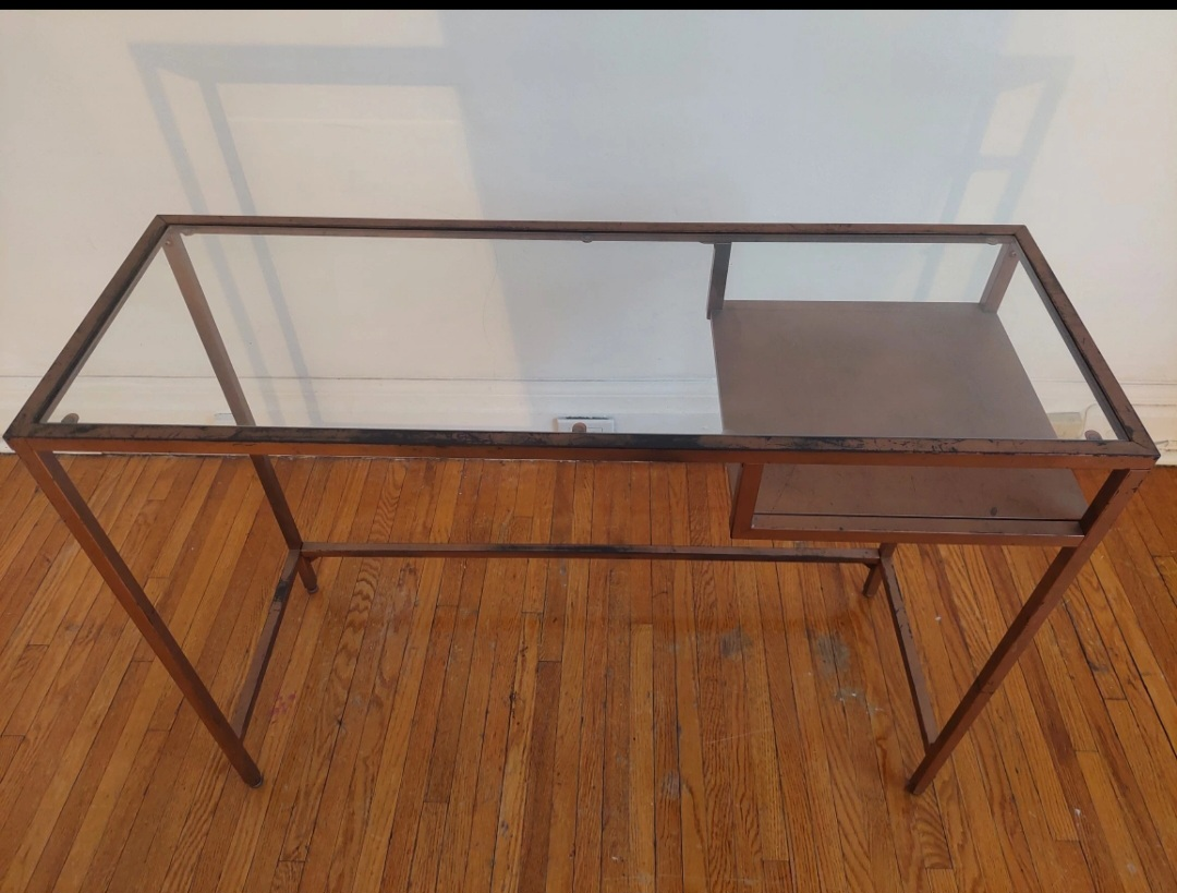 Copper-Coloured Metal and Glass Desk - photo 2