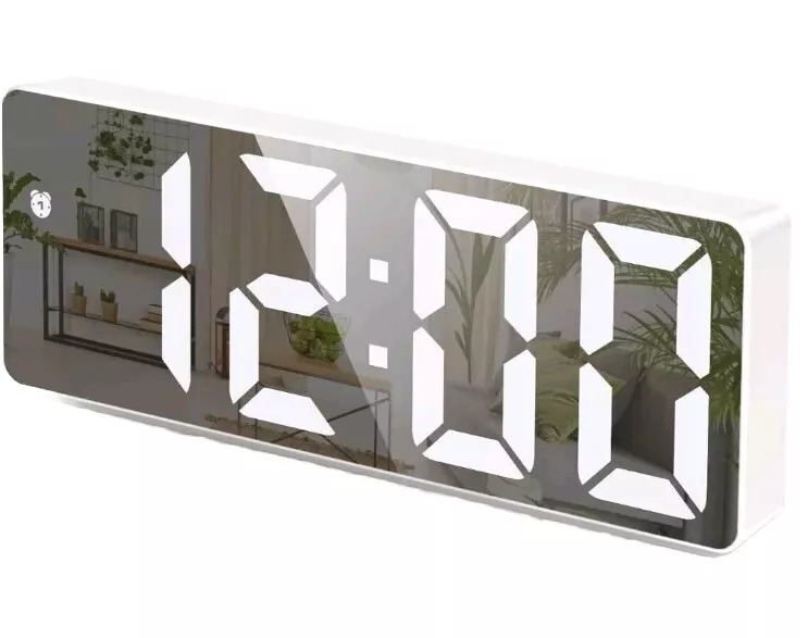 LED Digital Mirror Clock with Alarm and Snooze