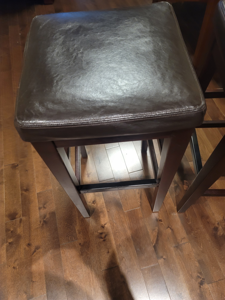 Pair of Brown Leather Bar Stools