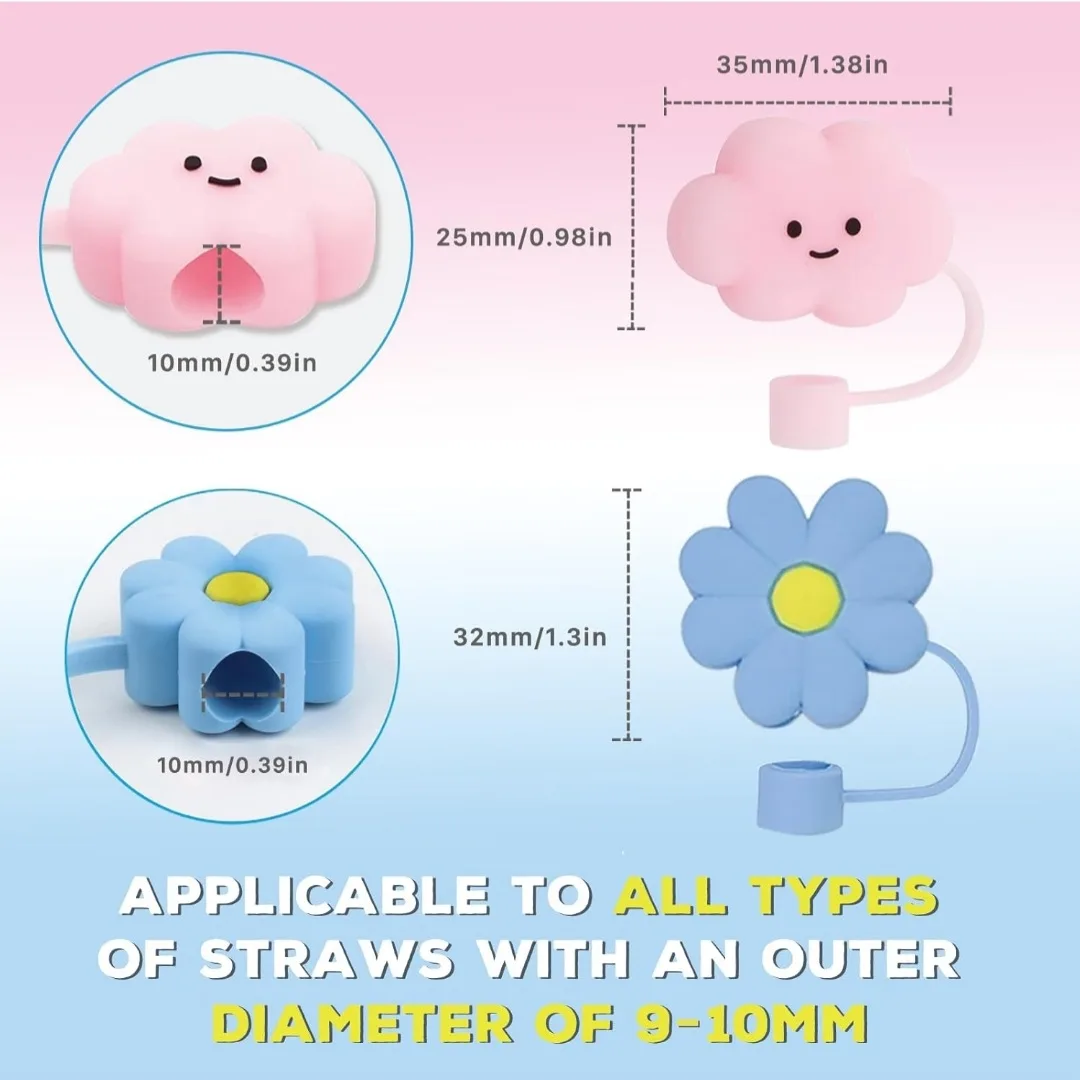 Cute Silicone Straw Toppers - Flowers & Clouds image indicator(8)