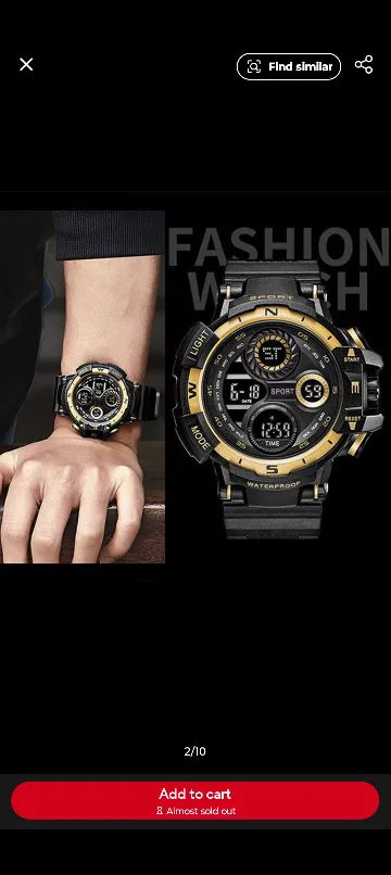 SMAEL Black Gold Digital Watch image indicator(2)