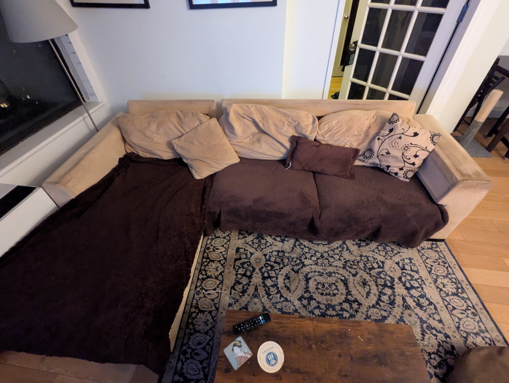 Sectional Sofa - Beige Microfiber