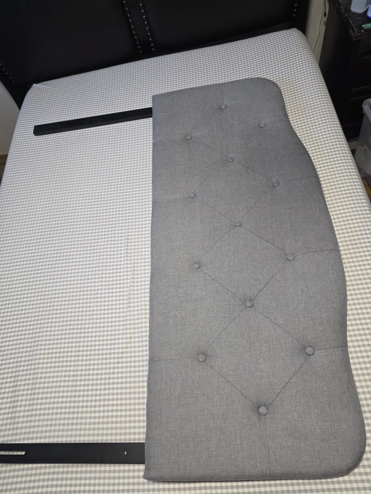 Grey Upholstered Headboard double Size