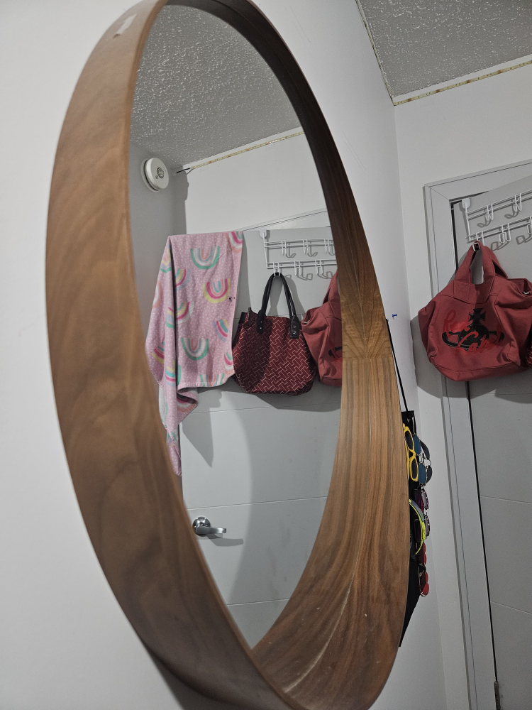 Large Round Wooden Frame Mirror - photo 2