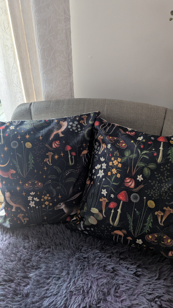 Pair of Enchanting Forest-Themed Throw Pillows