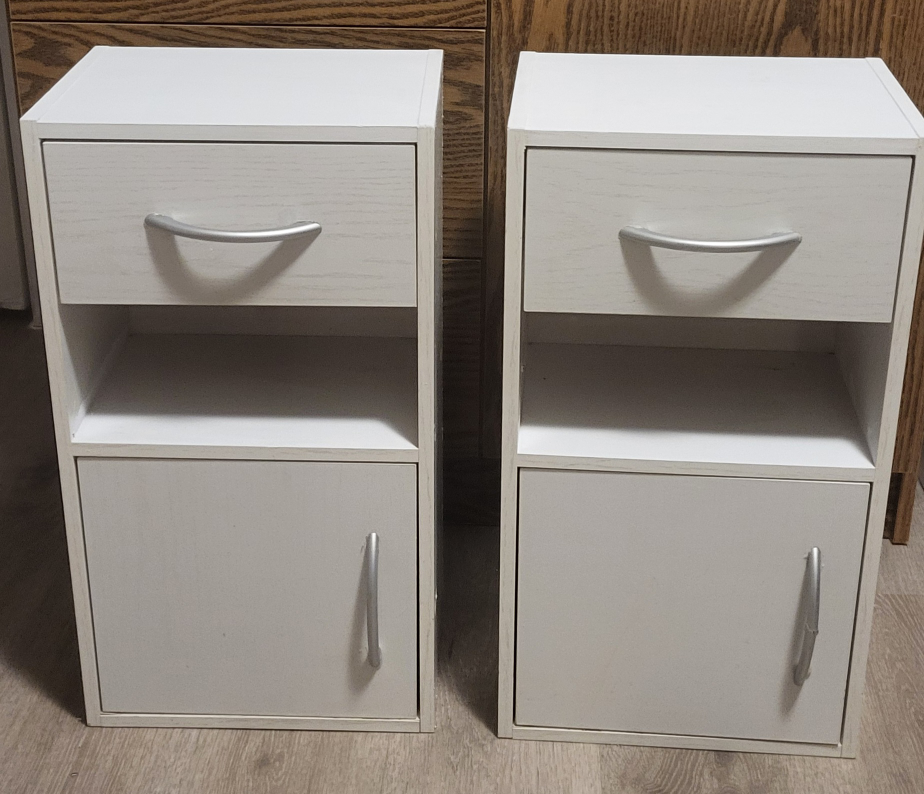 Pair of White Wooden Nightstands