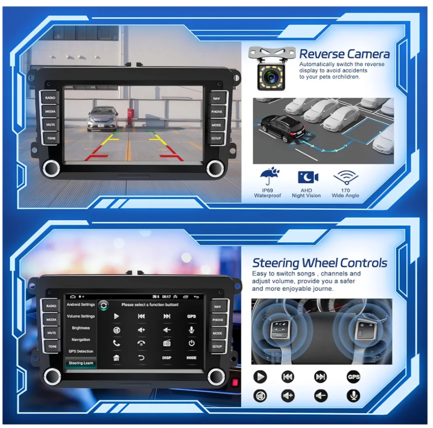 Android 13 for VW - GPS, Bluetooth, Mirror Link + Camera - photo 4