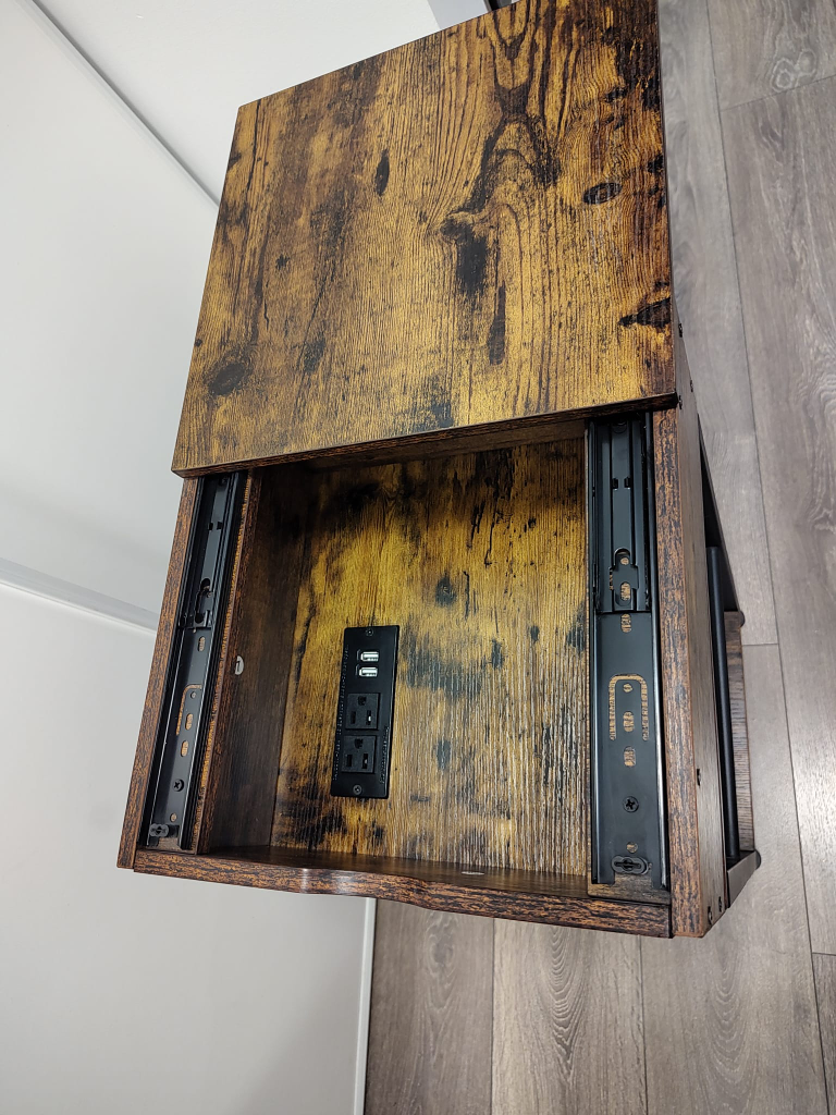 Rustic Wooden stand table with Hidden Power Outlets - photo 2