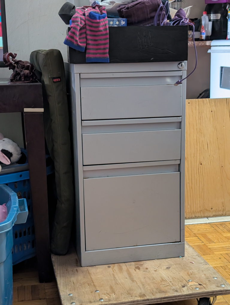 Three-Drawer Metal Filing Cabinet on Rolling Cart - photo 2