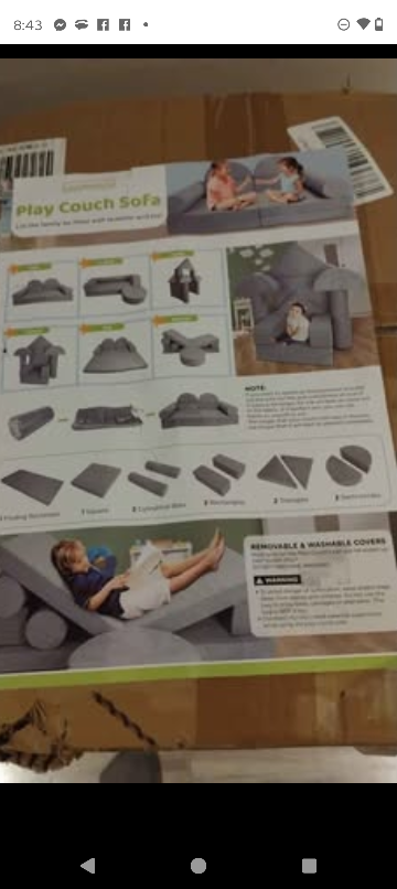 Kids Play Couch Sofa - Grey - photo 4