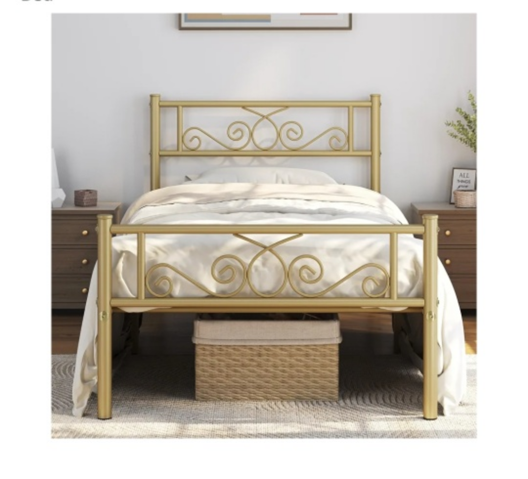 Gold Metal Twin-Size Bed Frame - photo 2