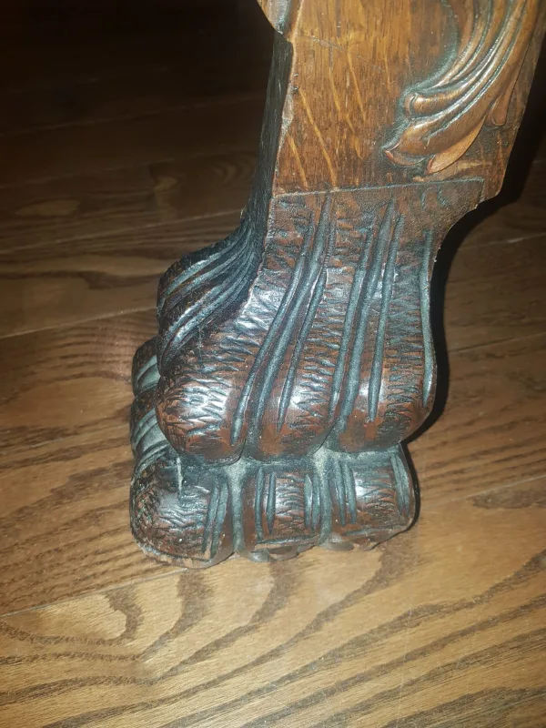 Antique Early 1900’s S A Cook & Co. Oak Morris Chair w Claw Feet image indicator(3)