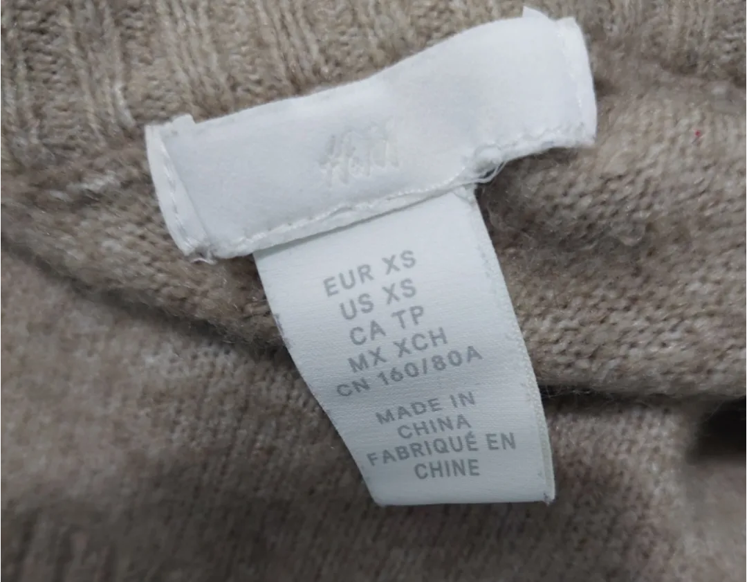 Wool Blend  V neck Sweater Vest Tan Size Small image indicator(2)