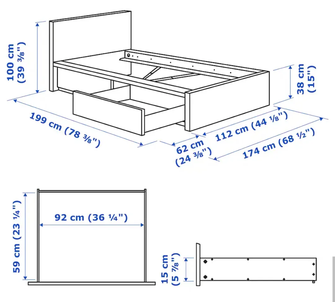IKEA MALM Twin-Size Bed Frame with Storage image indicator(3)