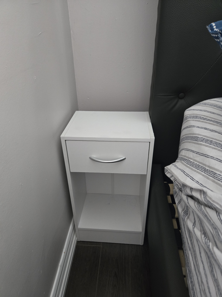 2 White bedside table with one drawer
