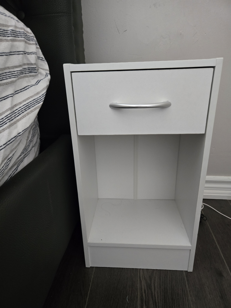 2 White bedside table with one drawer - photo 2
